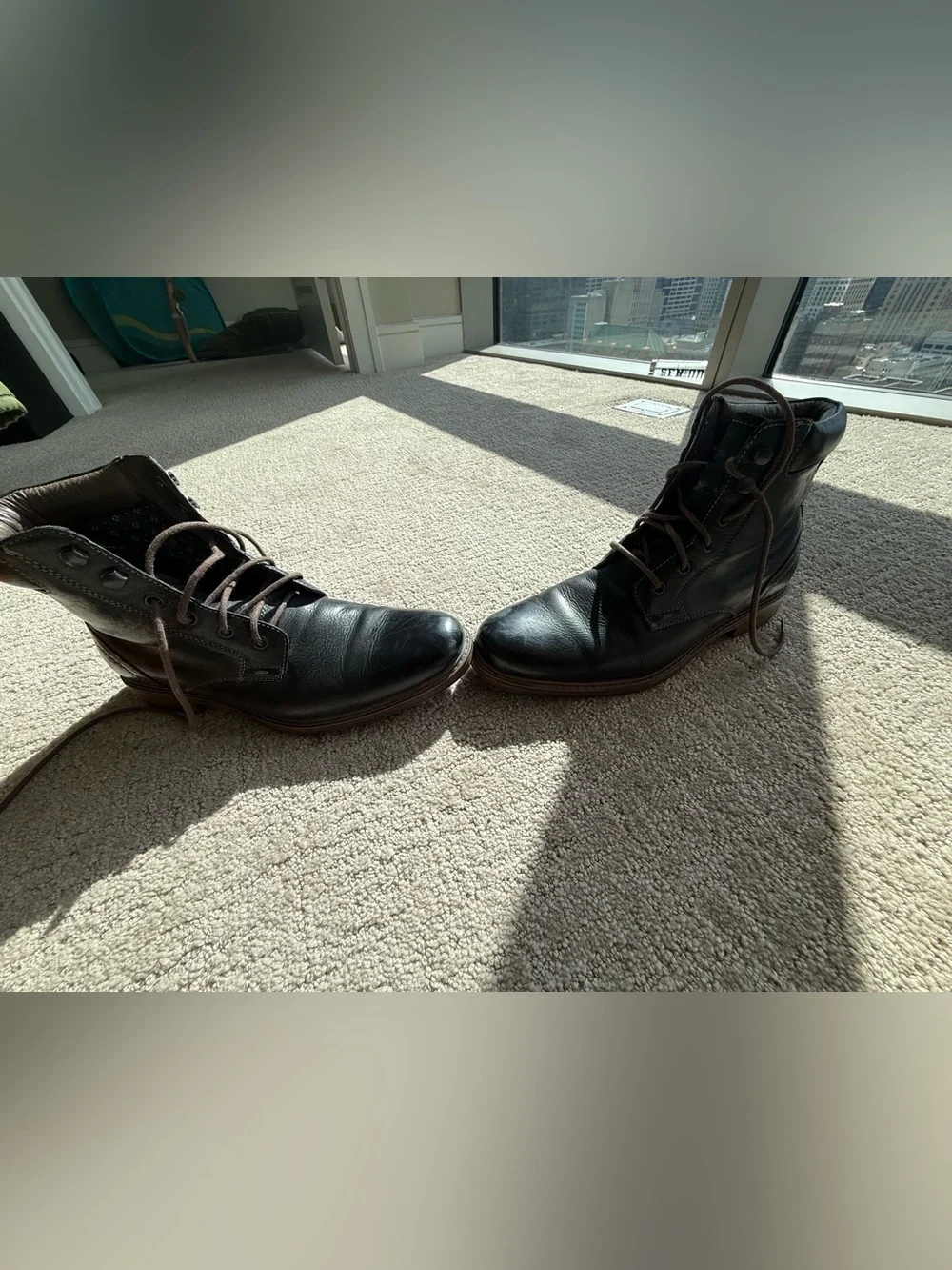 Men's Black Leather Lace-Up Ankle Boots
